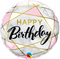18" ROUND FOIL BDAY MARBLE RECTANGLES